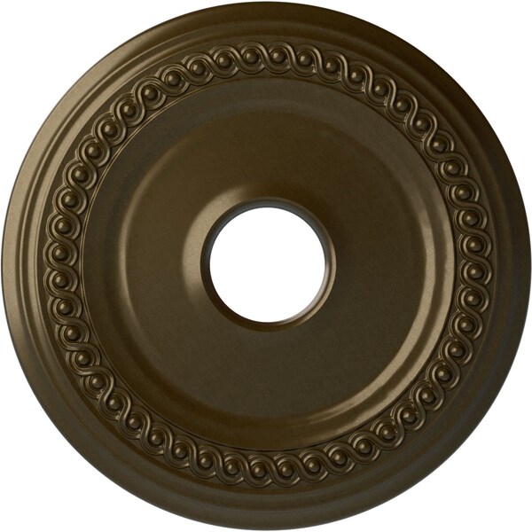 Ekena Millwork Classic Ceiling Medallion (Fits Canopies up to 12 3/4"), Hnd-Painted Brass, 18 5/8"OD 4"ID x 1 1/8"P CM19CLBRS - main
